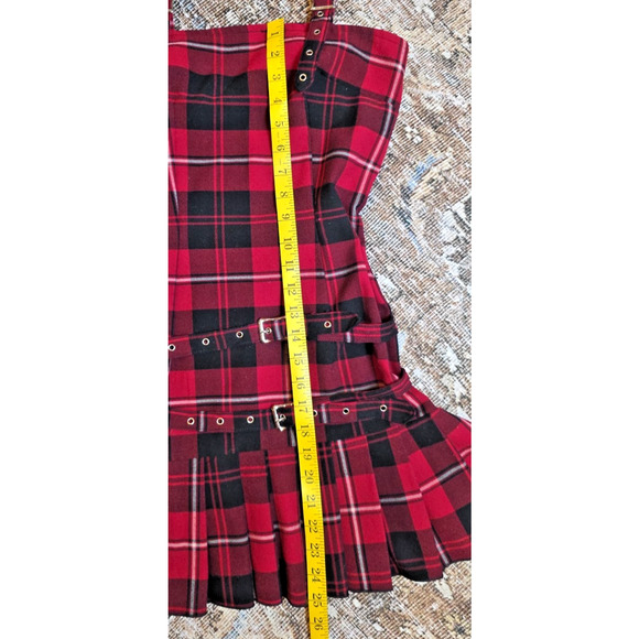 Switchblade Stiletto Red Plaid Mini Dress M Buckle Goth Punk Grunge Alt Emo - Picture 3 of 6
